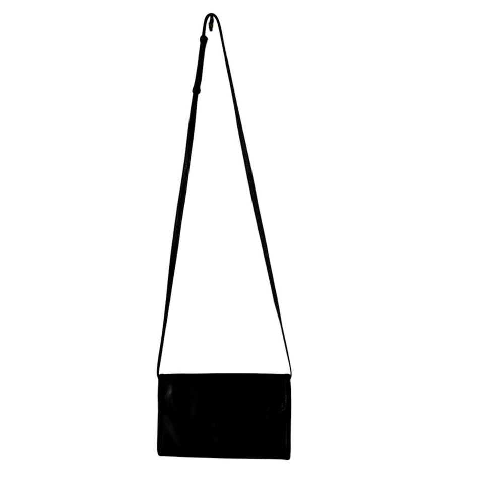Julia Duren Vintage Rainguarded Leather Black Crossbody Envelope Wallet Bag